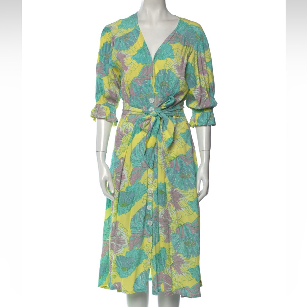 Faithful the Brand Printed midi v-neck dress